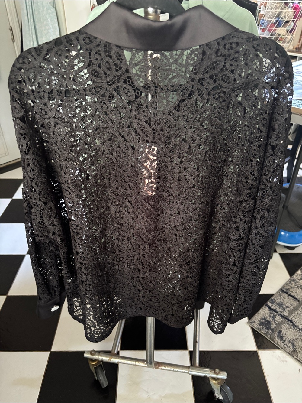 Black Label by Chico’s Black Button Up Lace Shirt Size 14 New With Tags - Picture 7 of 10